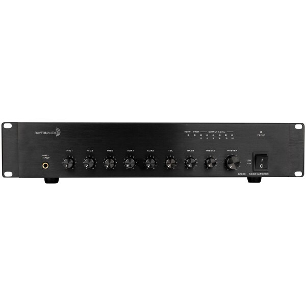 Main product image for Dayton Audio DA60R Commercial Audio Amplifier 60W 70V/ 100V/ 4 Ohm Mixer - 3 Mic 2 Aux 1 Telephone input